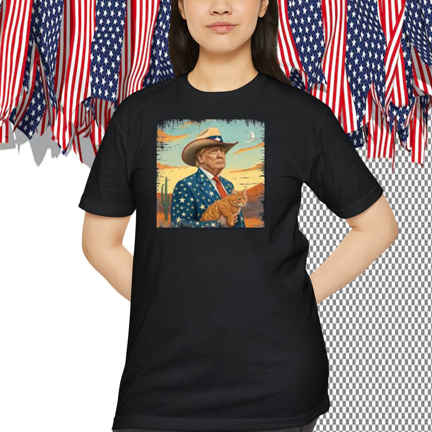 Cowboy Trump With A Cat Shirt