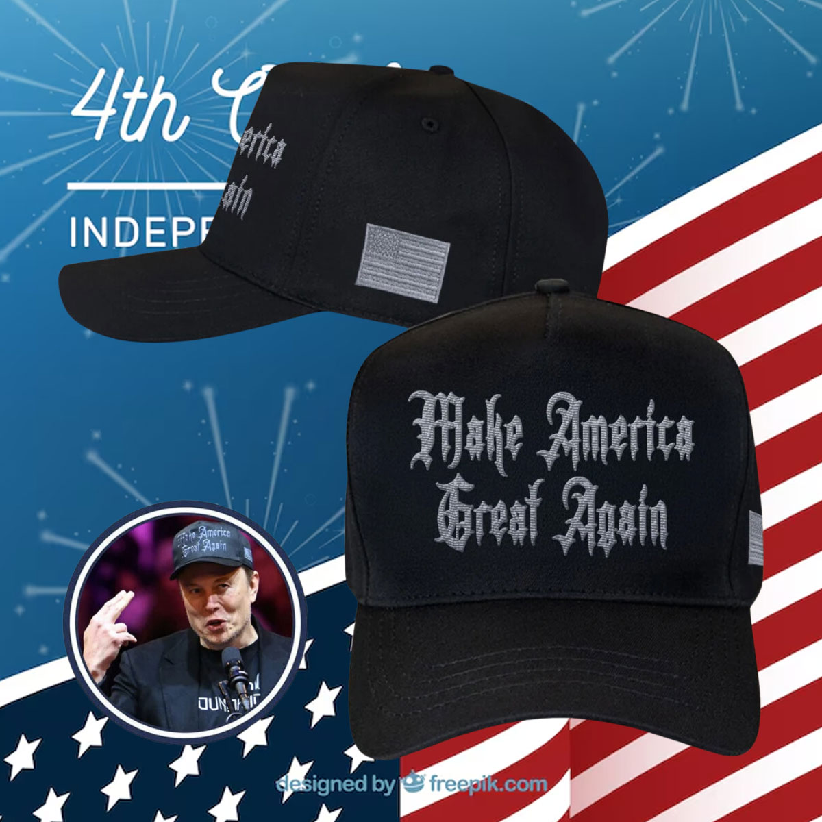 Dark Gothic MAGA Elon Musk Cap