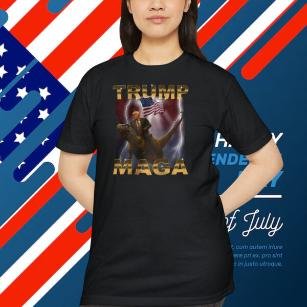 Donald Trump Maga Riding Dinosaur Shirt