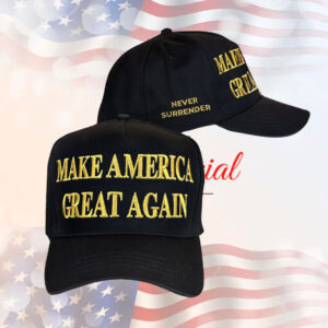 Donald Trump Wears Gold And Black MAGA Hat