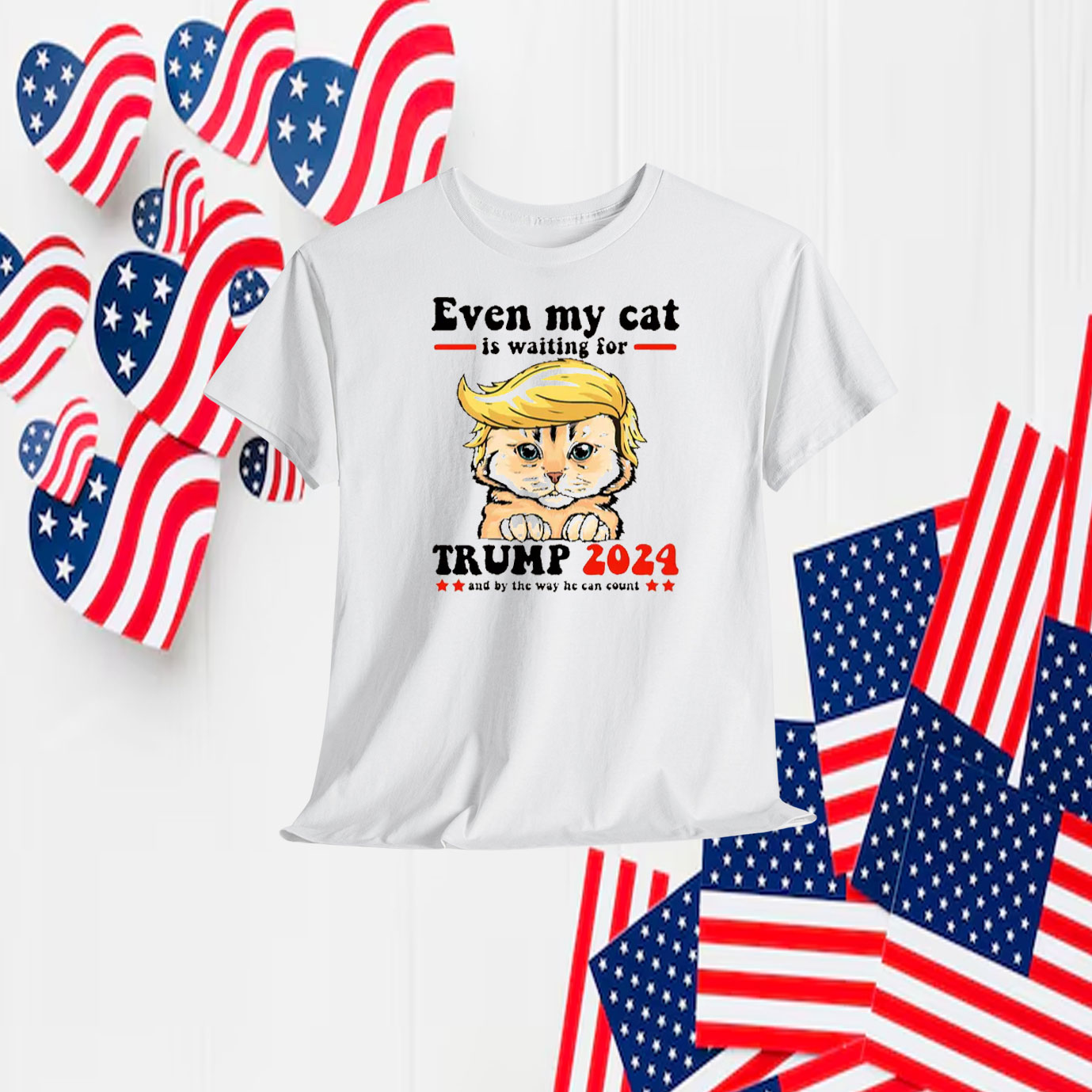 Even My Cat Is Waiting For Trump 2024 And By The Way He Can Count Shirt