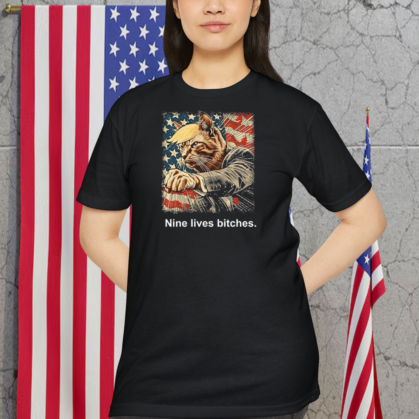 Funny Trump Cat Nine Lives B!tches Shirt
