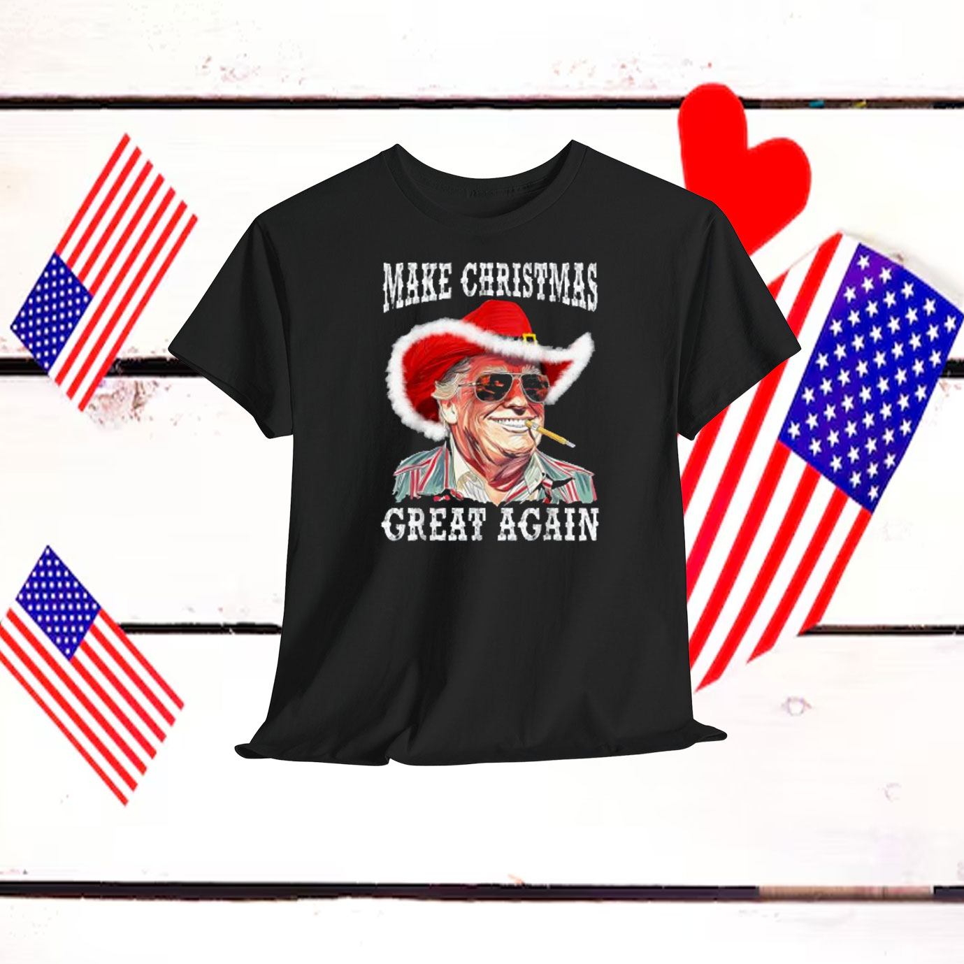 Funny Trump Matching Western Cowboy Make Christmas Great Again Shirt