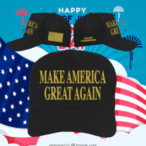 Gold Dark MAGA Hat Flex Fit Black Yellow Trump Cap