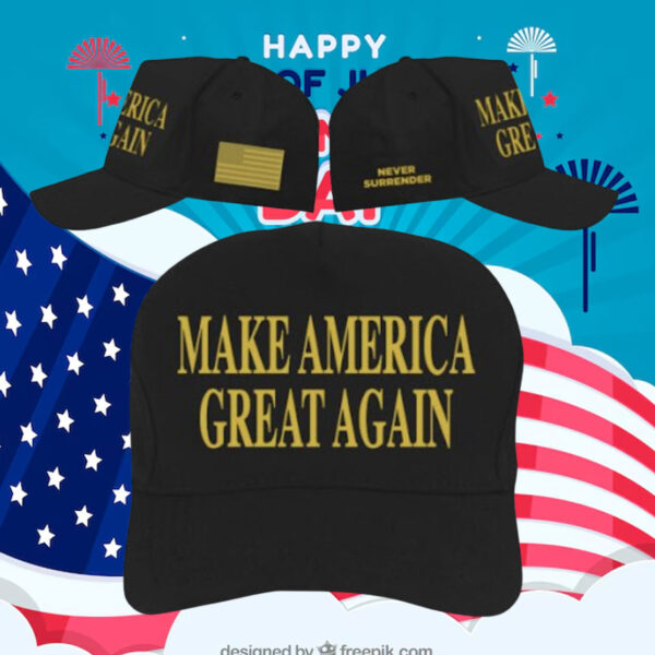 Gold Dark MAGA Hat Flex Fit Black Yellow Trump Cap