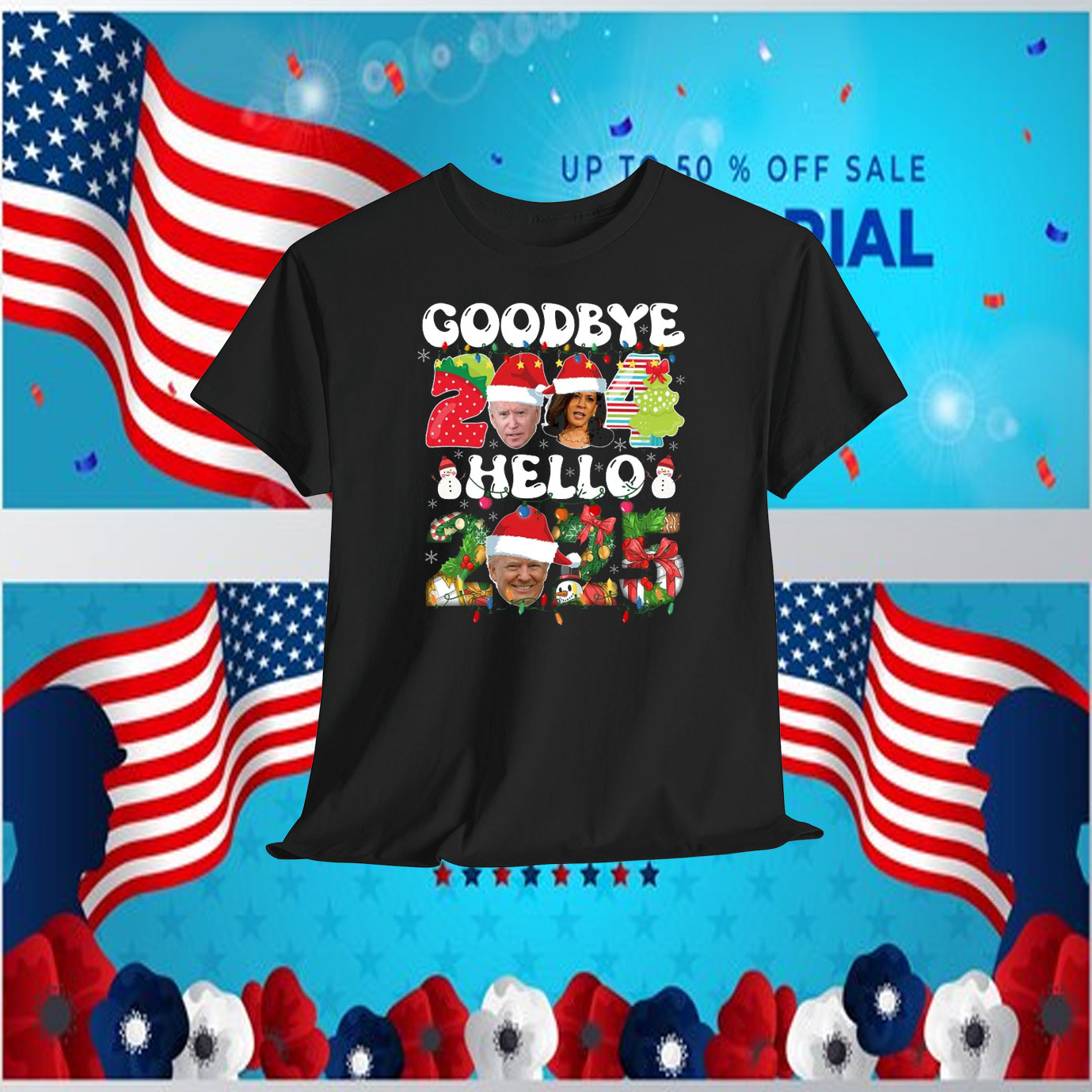 Goodbye 2024 Hello 2025 Trump Christmas Shirt