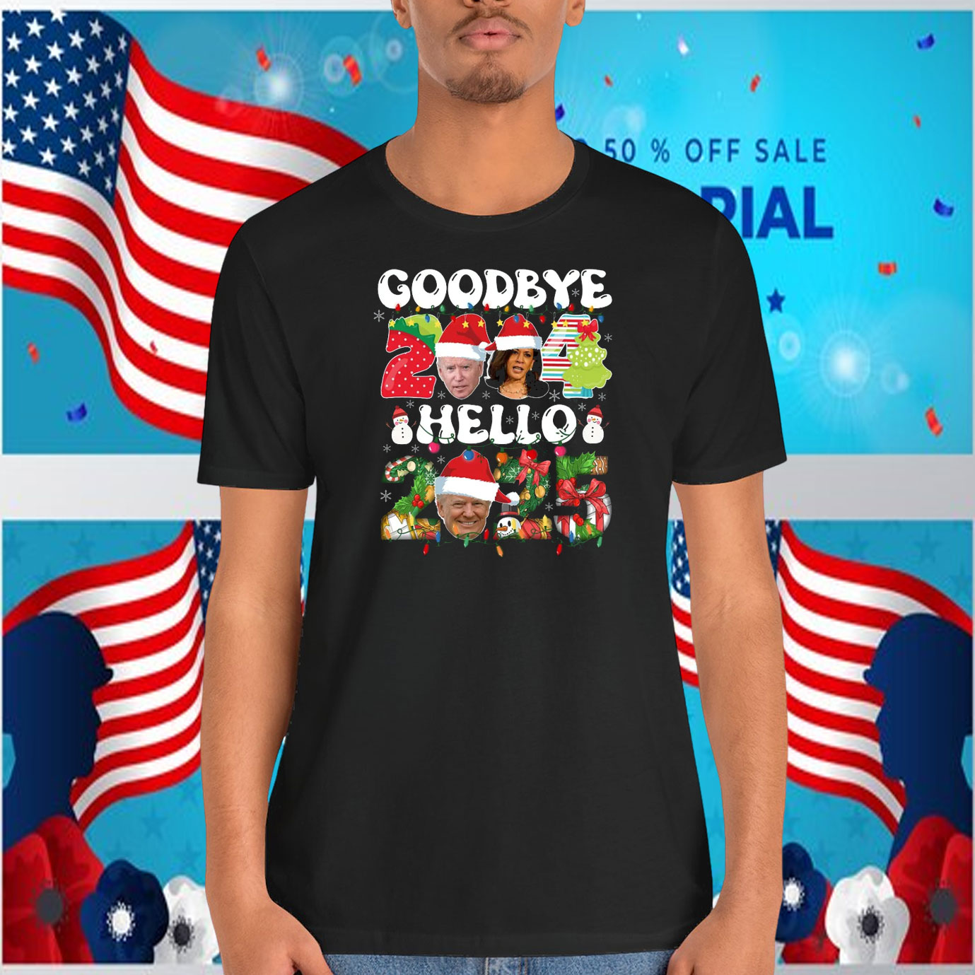 Goodbye 2024 Hello 2025 Trump Christmas Shirt