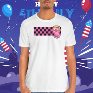 Pink & Black Checkerboard Stripe Trump Bubblegum Shirt