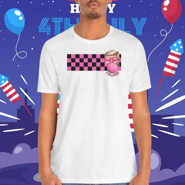 Pink & Black Checkerboard Stripe Trump Bubblegum Shirt