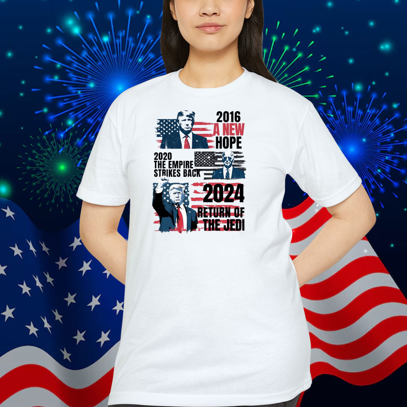 Trump 2016 A New Hope Biden 2020 The Empire Strikes Back Trump 2024 Return Of The Jedi Shirt