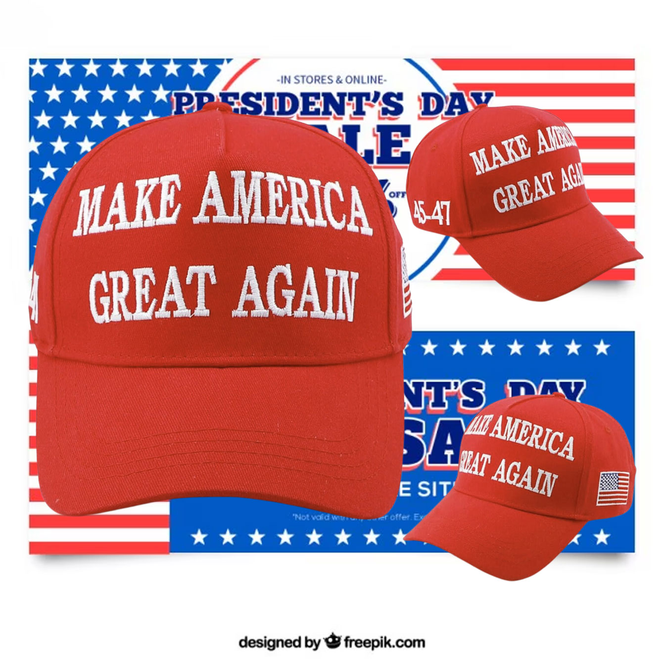Trump 2024 45-47 Make America Great Again Same Hat