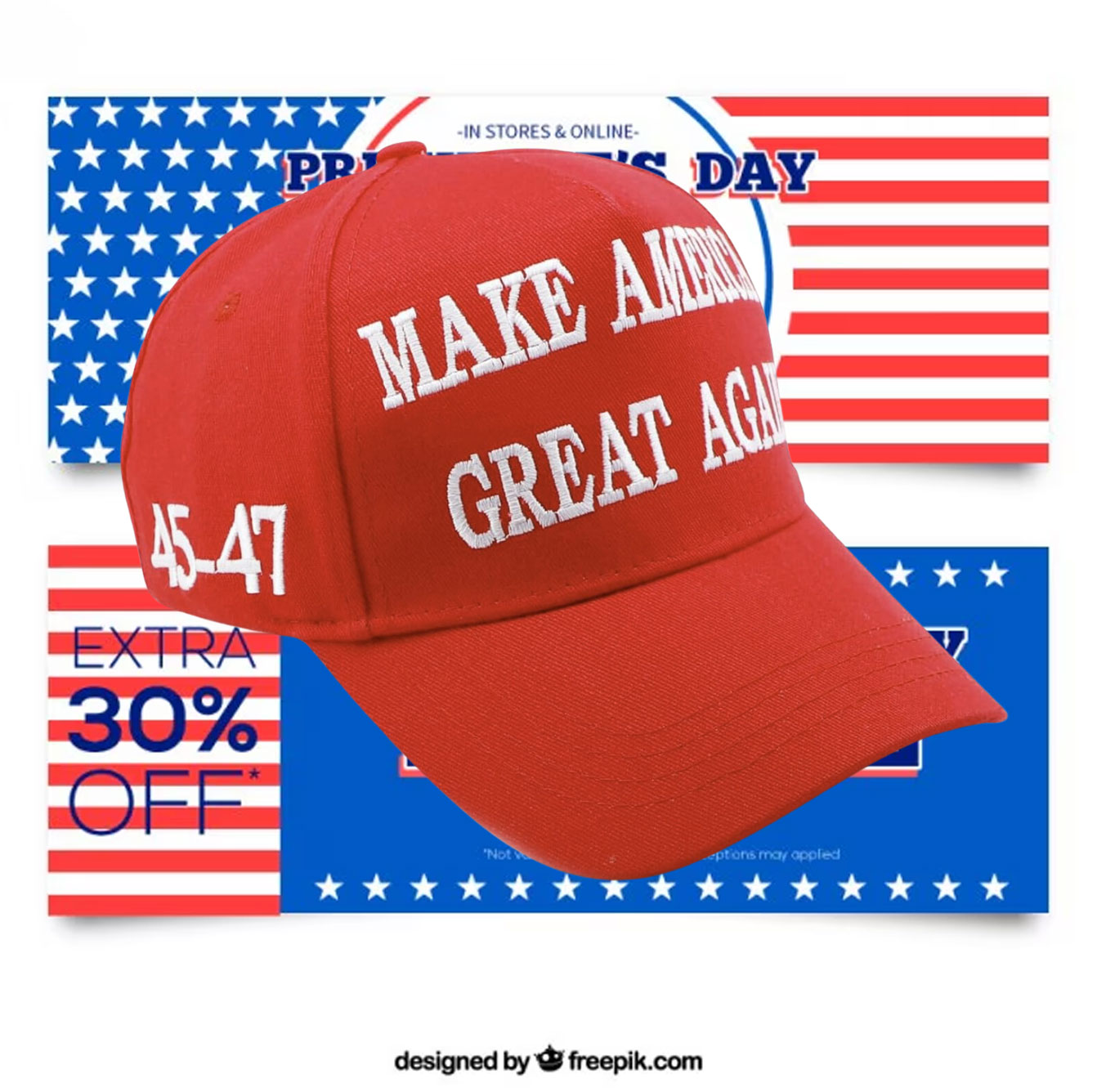 Trump 2024 45-47 Make America Great Again Same Hat