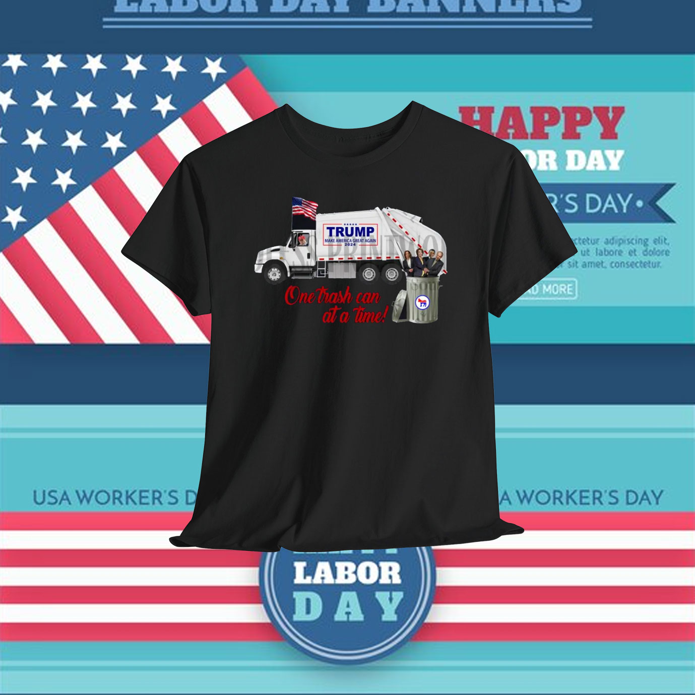 Trump 2024 America Great Again One Trash Can At A Time! Shirt