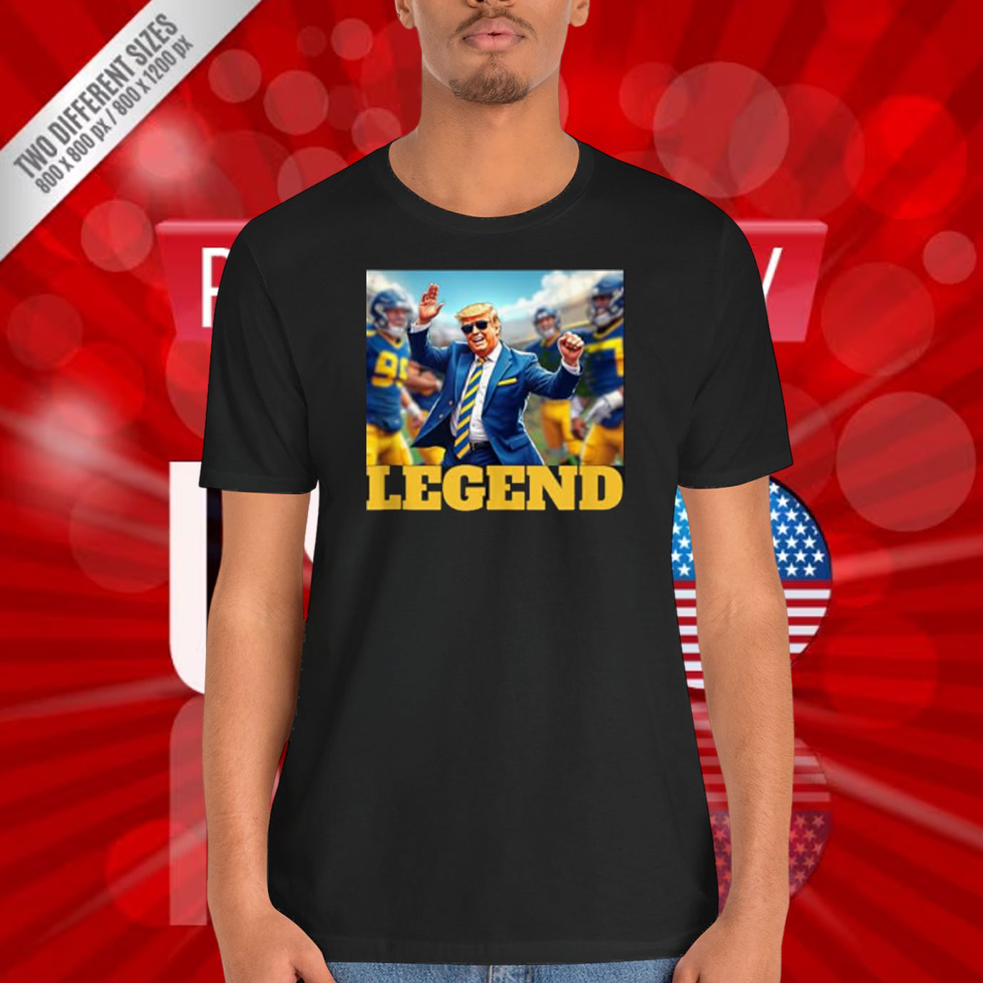 Trump Football Dancing Collegiate Blue And Yellow Legend Shirt