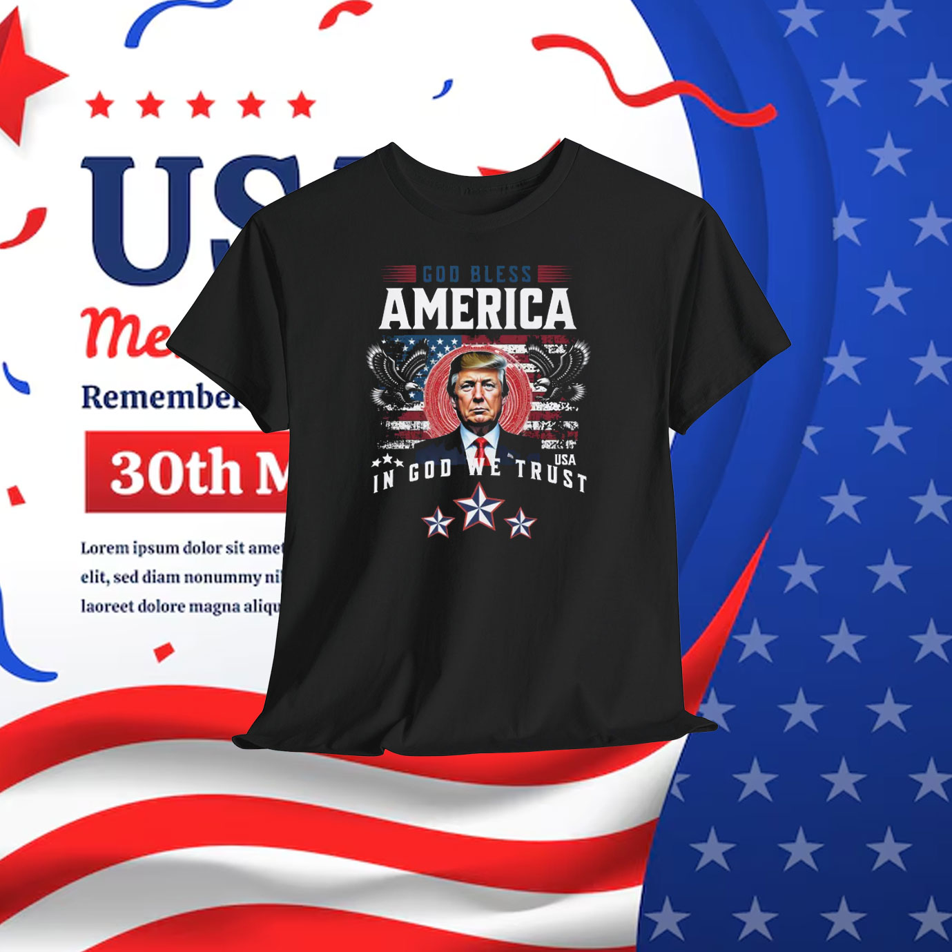 Trump God Bless America In Goo We Trust Shirt