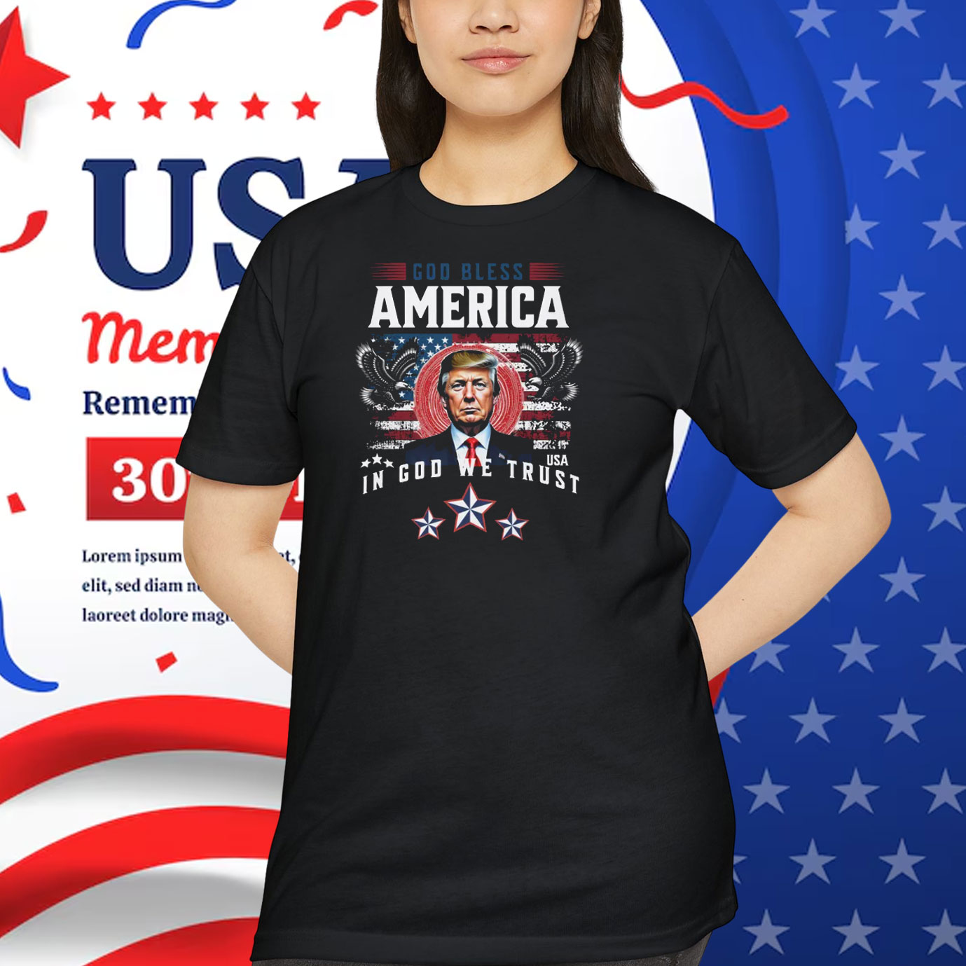 Trump God Bless America In Goo We Trust Shirt