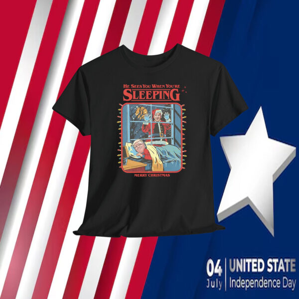 Trump He Sees You When You're Sleeping Merry Christmas Shirt