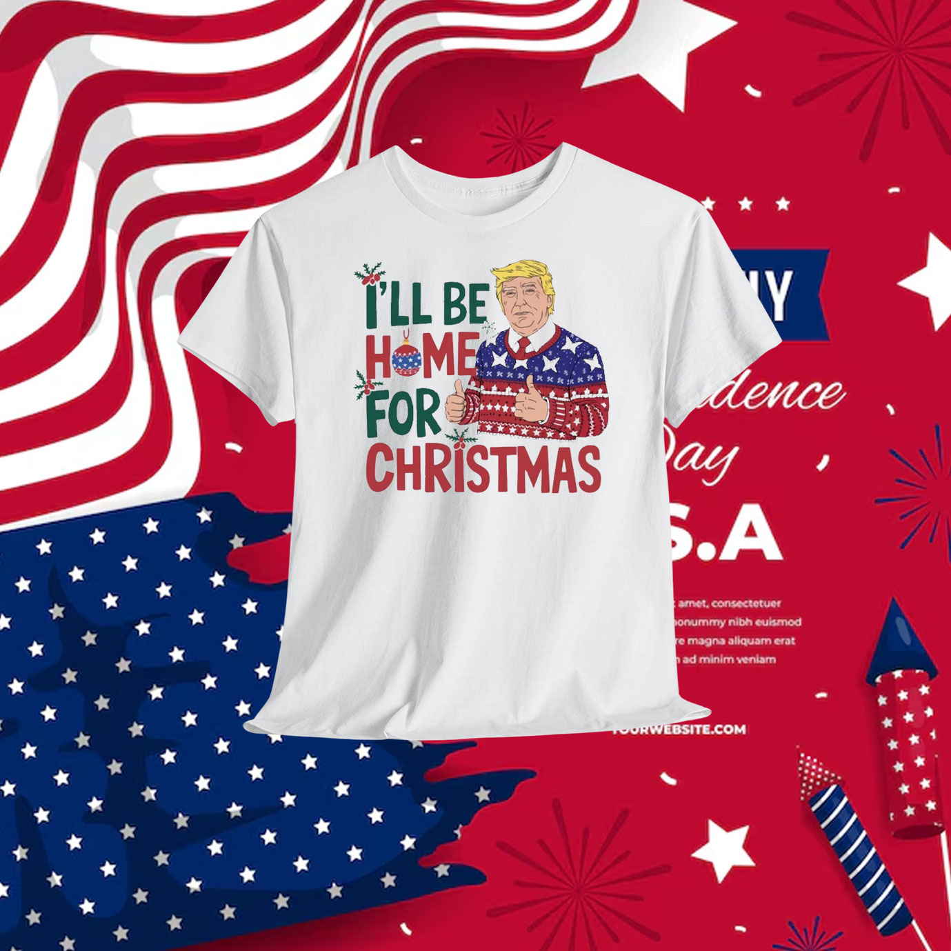 Trump I'll Be Home For Christmas 2024 President Shirt
