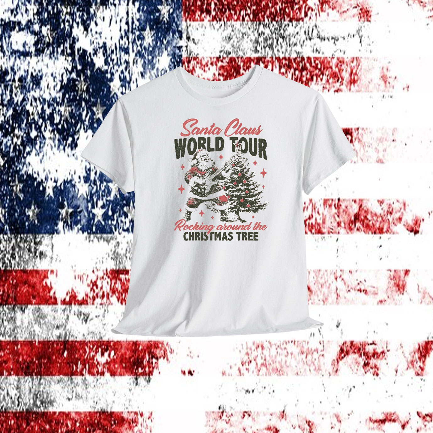 Trump Santa Claus World Tour Rocking Around The Christmas Tree Shirt
