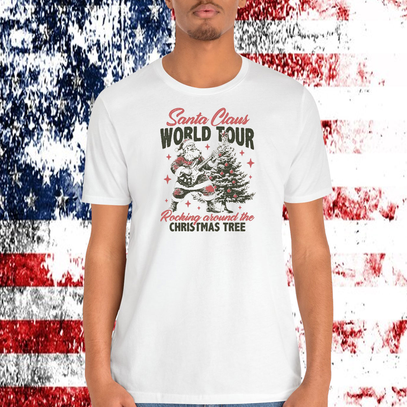 Trump Santa Claus World Tour Rocking Around The Christmas Tree Shirt