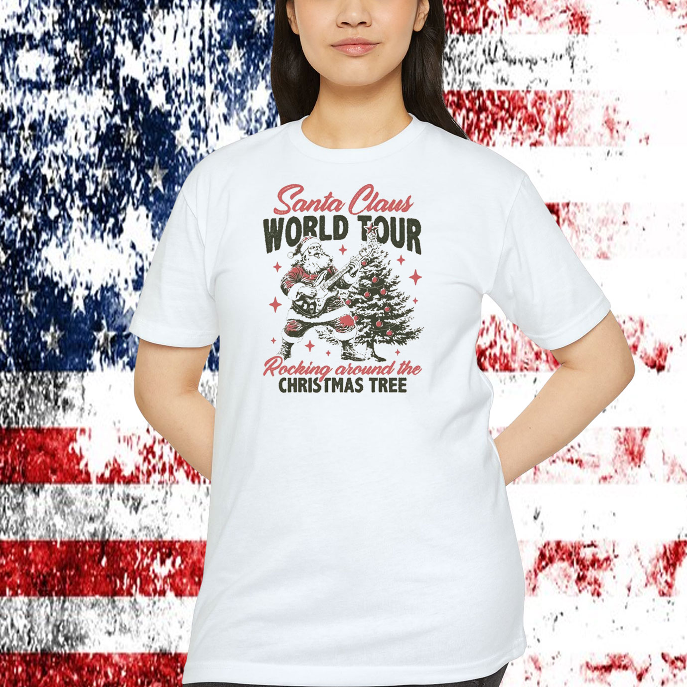 Trump Santa Claus World Tour Rocking Around The Christmas Tree Shirt