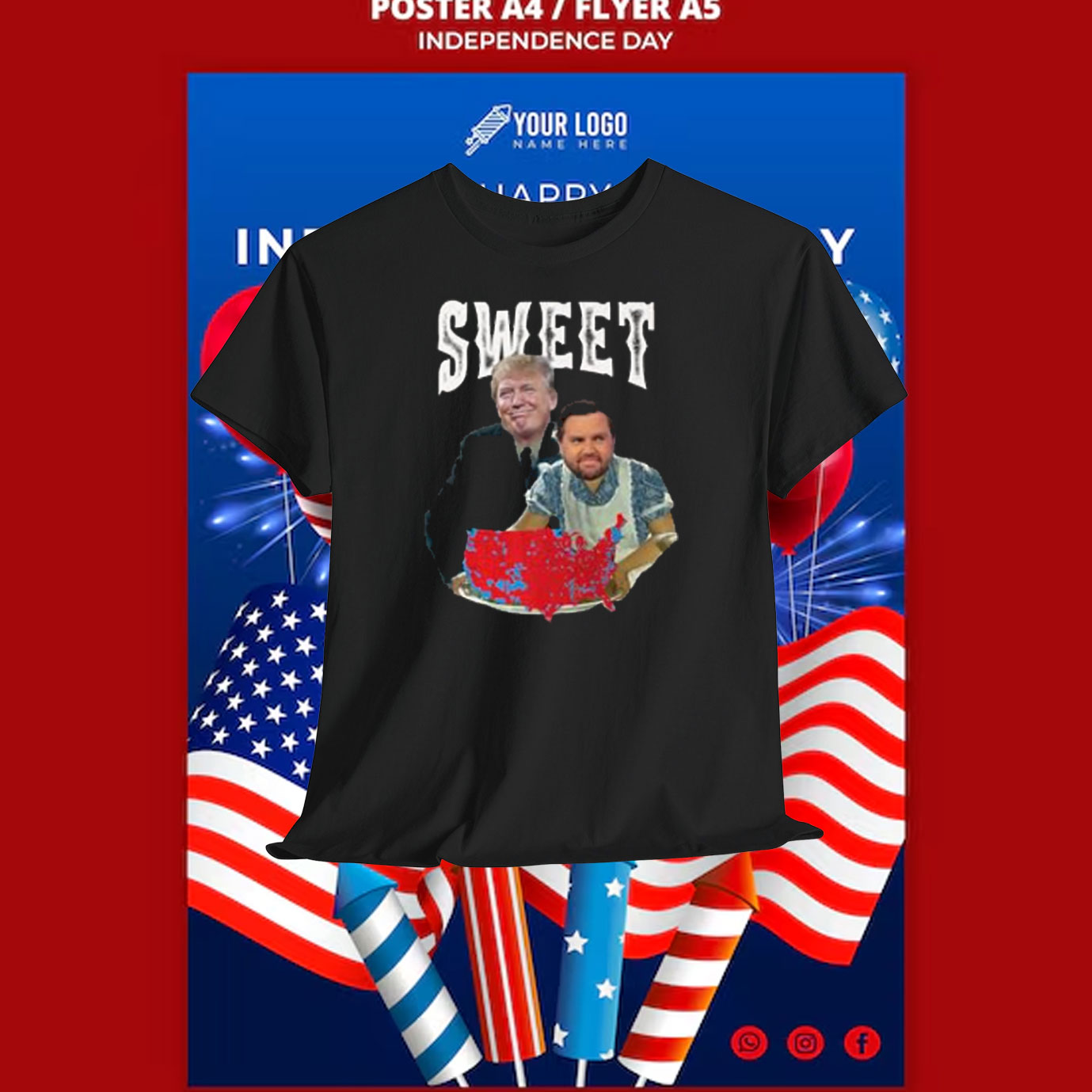 Trump Vance Red Map Premium Shirt