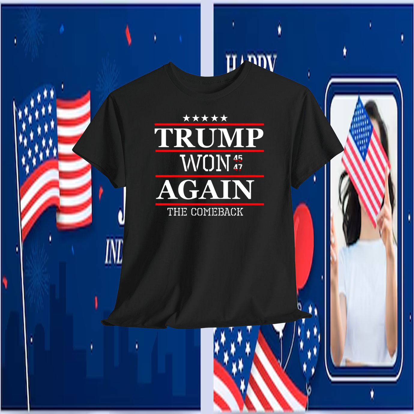 Trump Won 45 47 Again The Comeback 2024 T-Shirt