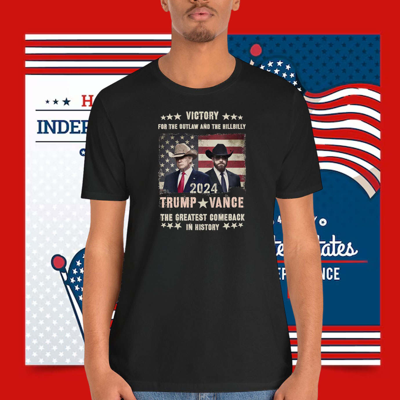 Victory For The Outlaw And The Hillbilly Trump Vance 2024 The Greatest Comeback In History Shirt