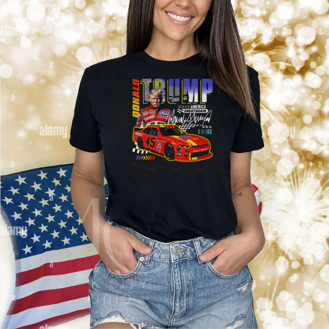 Donald Trump Make America Great Again Race Car USA Funny Shirt