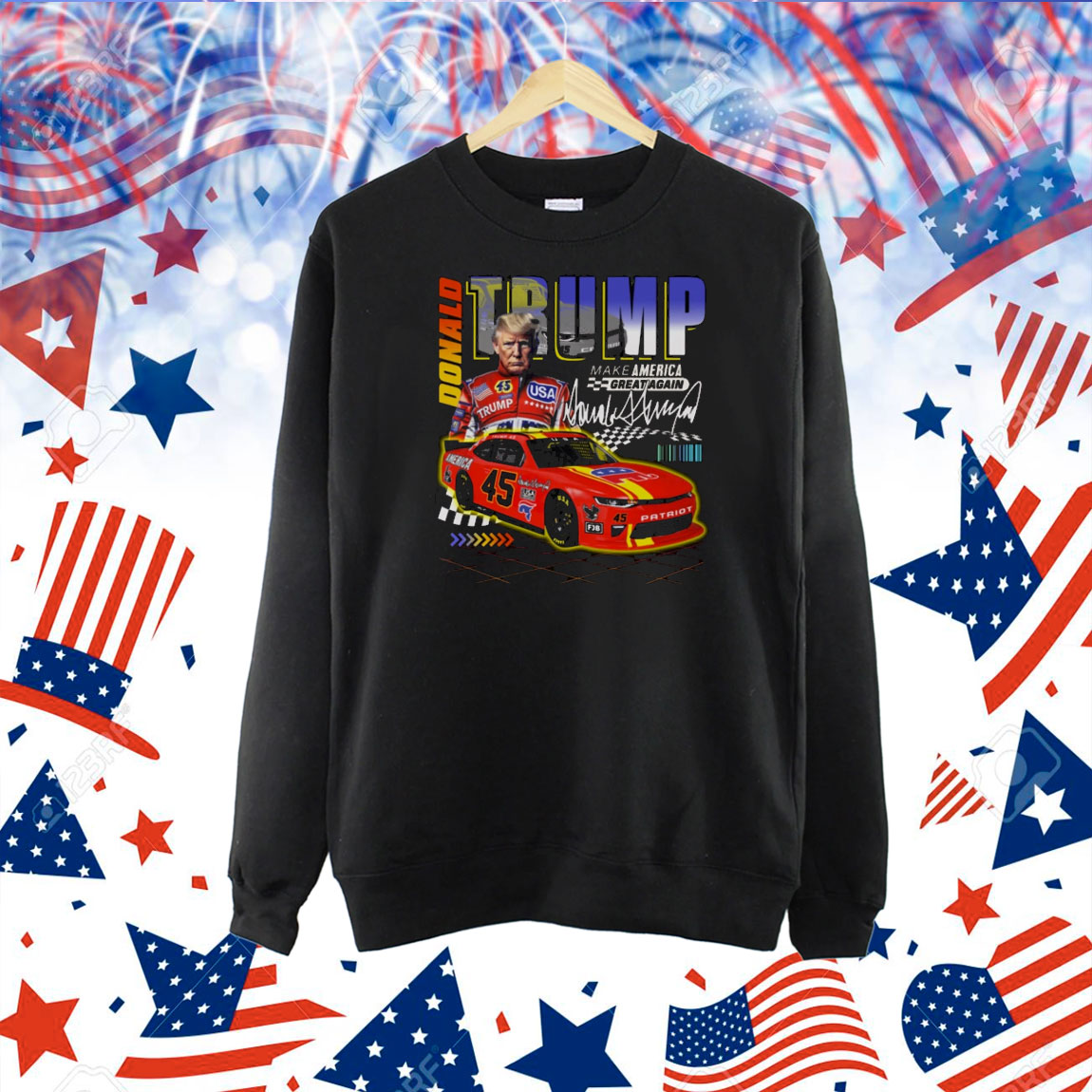 Donald Trump Make America Great Again Race Car USA Funny Shirt