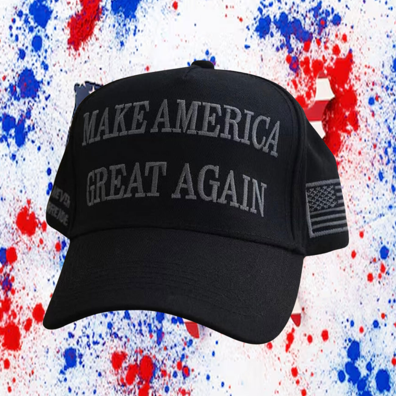 Elon Musk At Trump Dark MAGA Cap