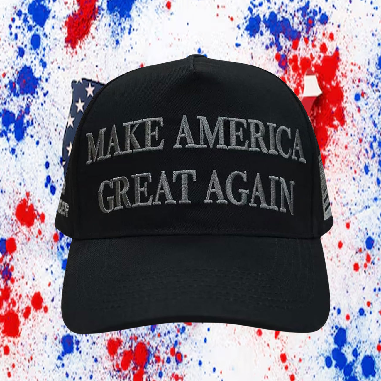 Elon Musk At Trump Dark MAGA Cap