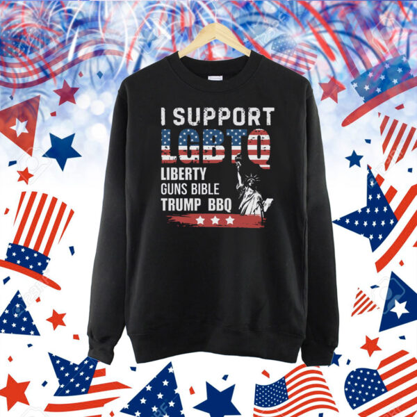 I Support LGBTQ Liberty Guns Bible Trump BBQ Shirt