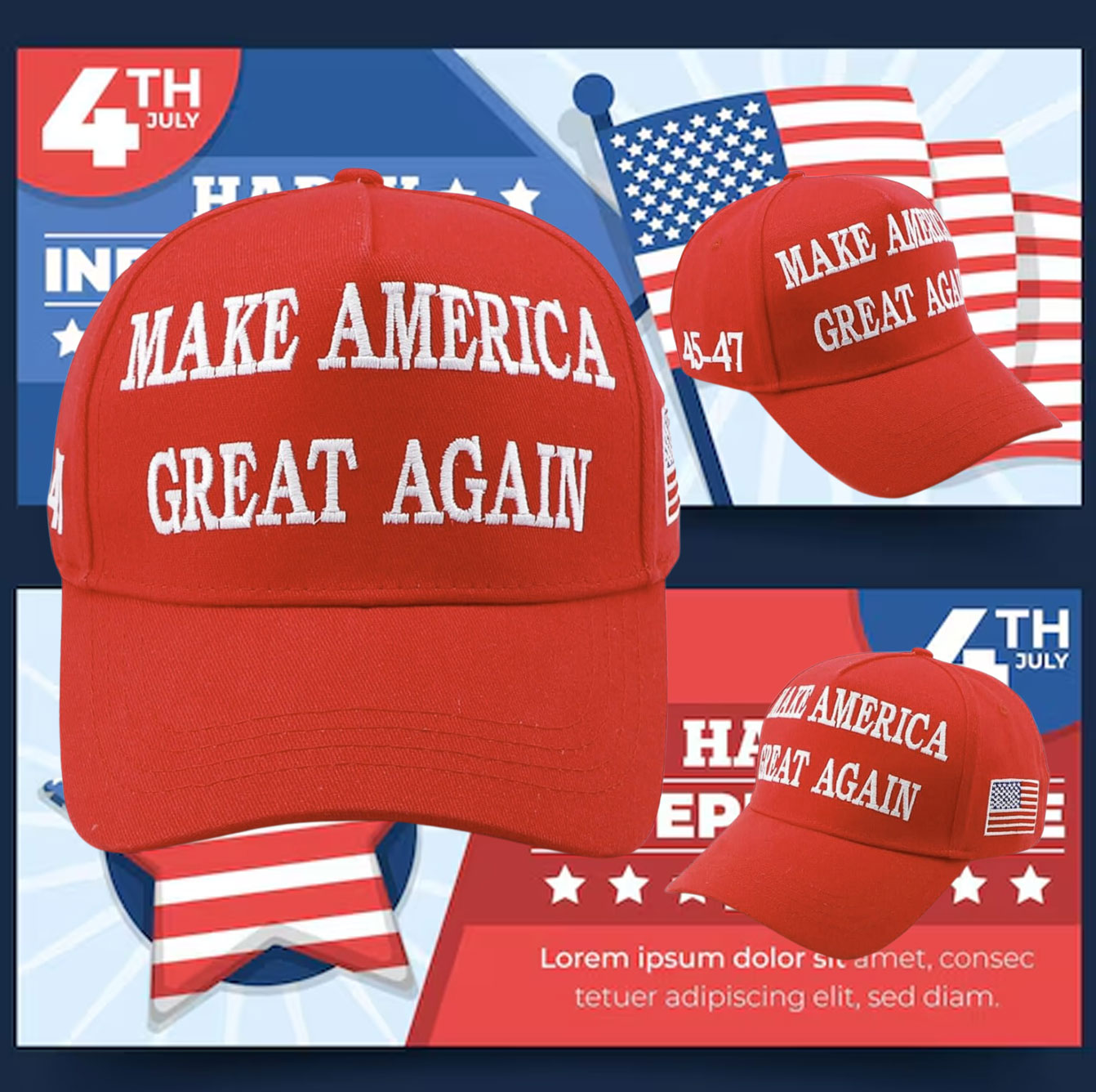 Official 45-47 Trump 2024 MAGA Make America Great Again Hat