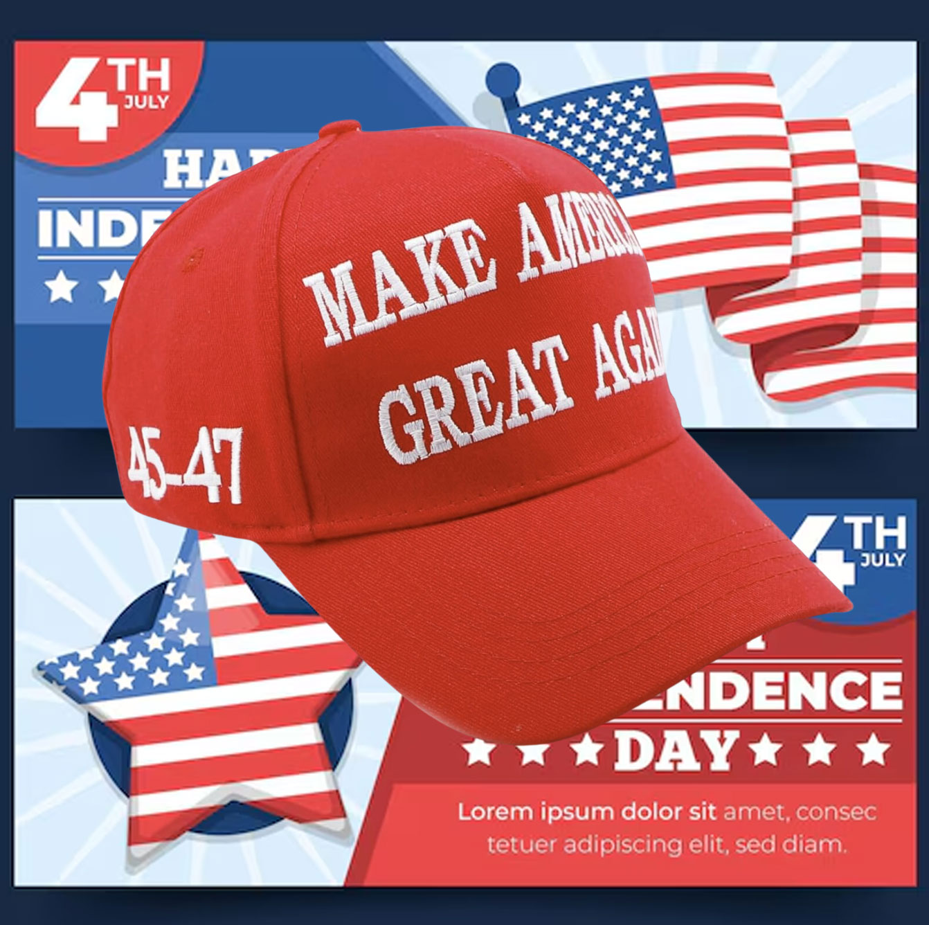 Official 45-47 Trump 2024 MAGA Make America Great Again Hat