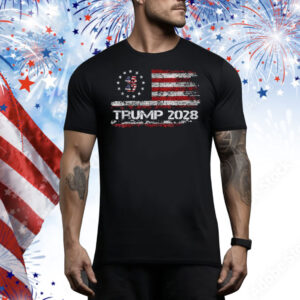 2028 45 47 Donald Trump American Flag Vintage Tee Shirt
