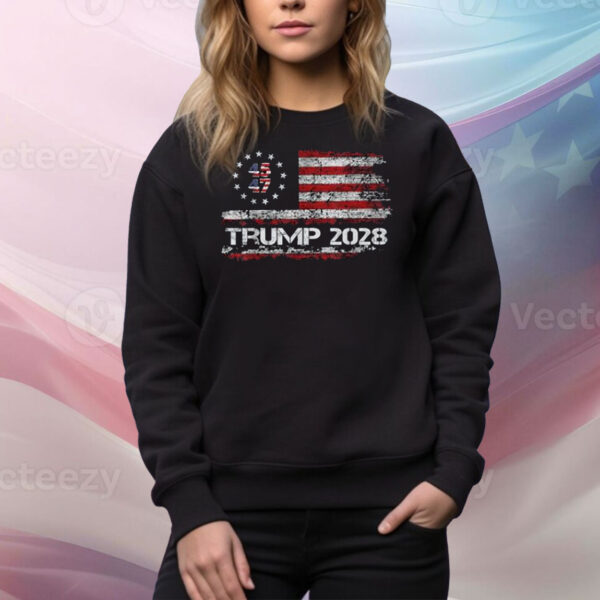 2028 45 47 Donald Trump American Flag Vintage Tee Shirt