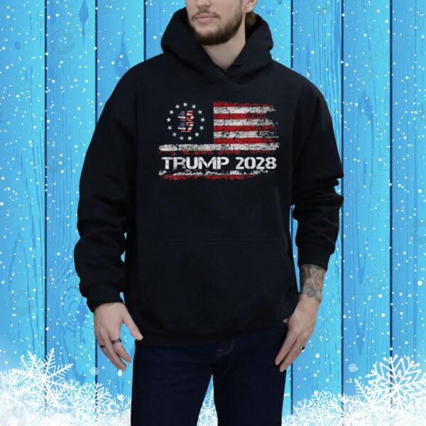 2028 45 47 Donald Trump American Flag Vintage Tee Shirt