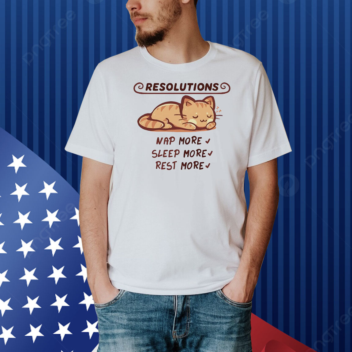 Cat New Year’s resolution nap more sleep more rest more Shirt