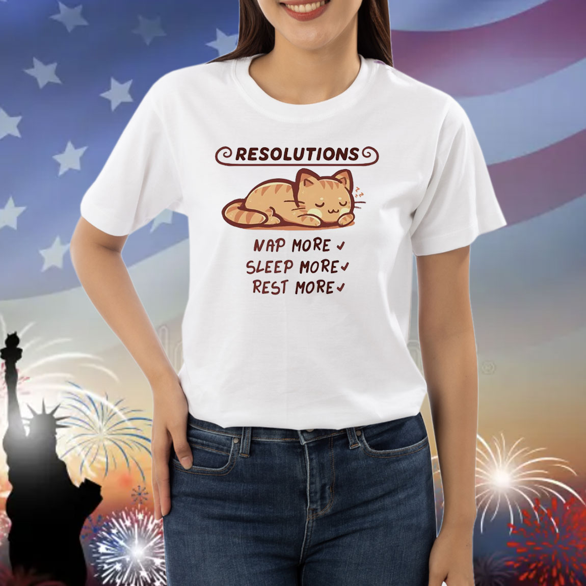 Cat New Year’s resolution nap more sleep more rest more Shirt