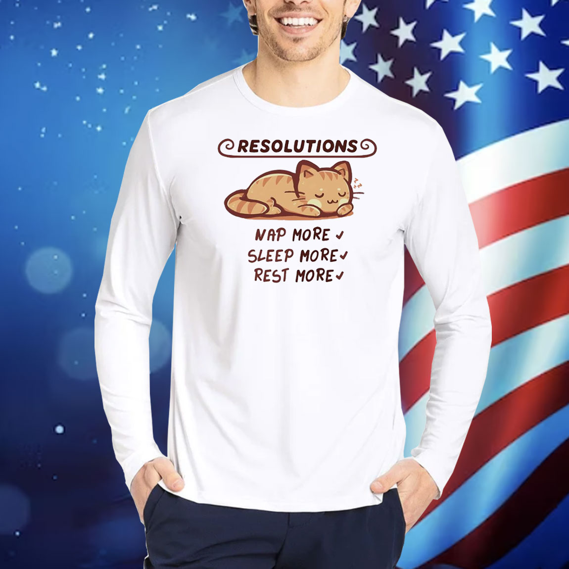 Cat New Year’s resolution nap more sleep more rest more Shirt