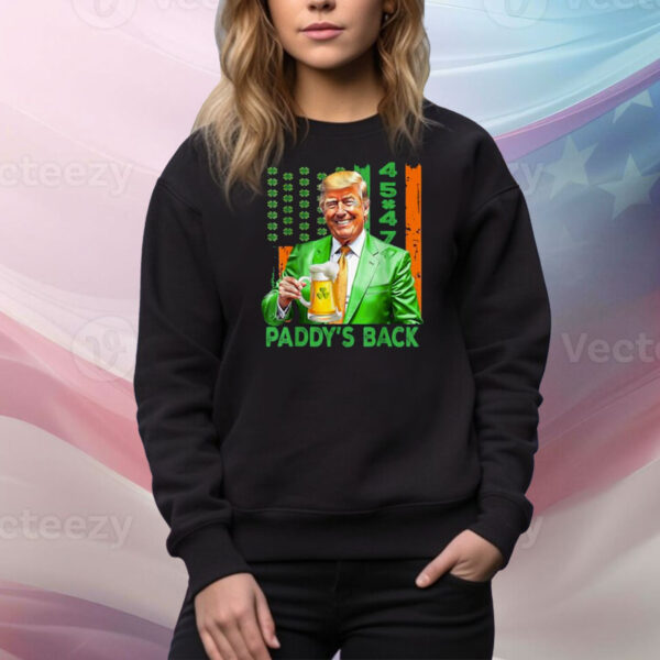 Funny Trump Paddy's Back 45 47 St Patricks Day USA Flag Tee Shirts