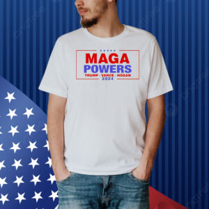 Hulk Hogan wearing Maga Powers Trump Vance Hogan 2024 Shirt