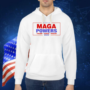 Hulk Hogan wearing Maga Powers Trump Vance Hogan 2024 Shirt