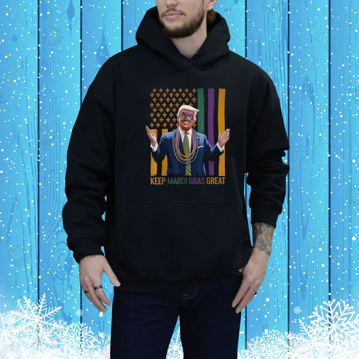 KEEP MARDI GRAS GREAT Funny Trump Mardi Gras 2025 USA Flag Tee Shirt
