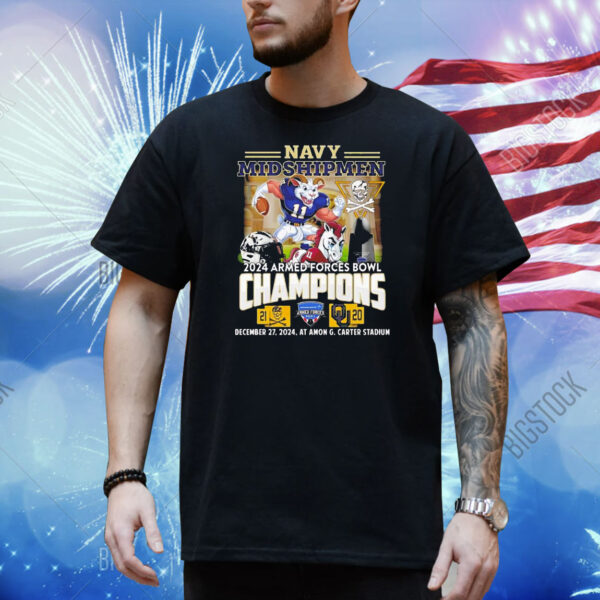 Navy Shipmen 2024 Armed Force Bowl Champion Celebrating mascot Shirt