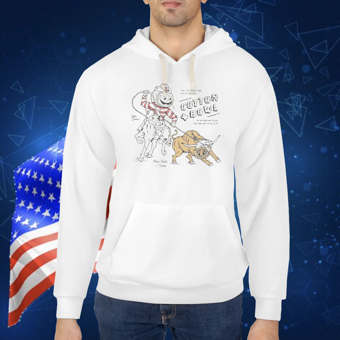 Official Brutus Ohio State Buckeyes Win Texas Longhorns The CFP Semifinal Played At The Cotton Bowl Jan 10th 2025 Mascot Shirt