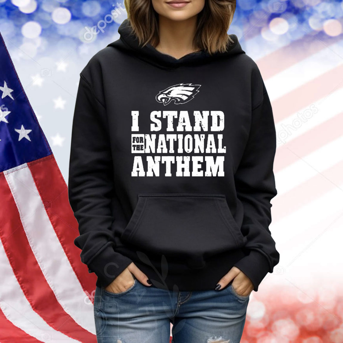 Official I Stand For The National Anthem Philadelphia Eagles NFL Logo Vintage Shirt