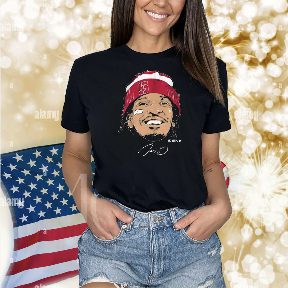 Official Jayden Daniels Face Bandage Washington Commanders NFLPA Signature Graphic Shirt