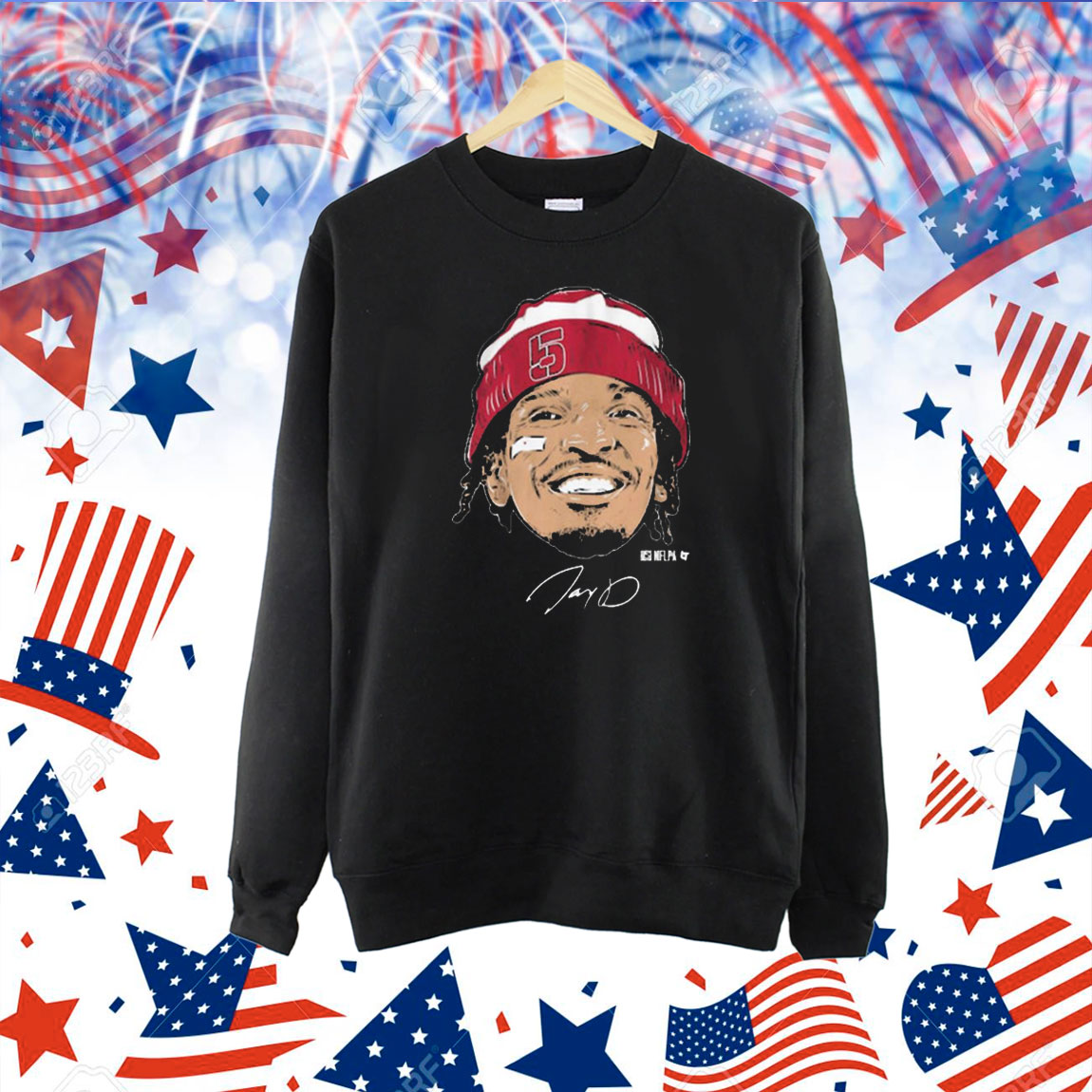 Official Jayden Daniels Face Bandage Washington Commanders NFLPA Signature Graphic Shirt